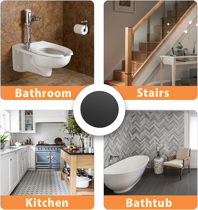24 PCS Bathtub Non Slip Stickers Black Adhesive Decals Round Shape Anti Slip Shower Stickers Bath Non Slip Stickers for Floor Bathroom Stairs Ladders with Scraper - Image 6