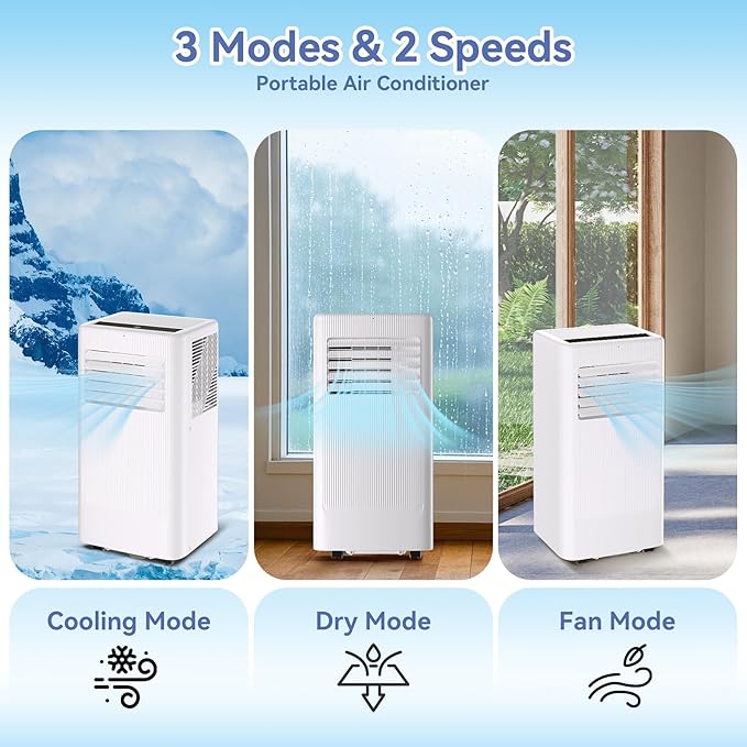 GarveeLife 10,000 BTU Portable Air Conditioner with Heat – 4-in-1 Cooling, Heating, Dehumidifier & Fan – Quiet, Covers Up to 450 Sq.Ft – 24H Timer, Remote, Sleep Mode, Easy Install – Black Control - Image 3