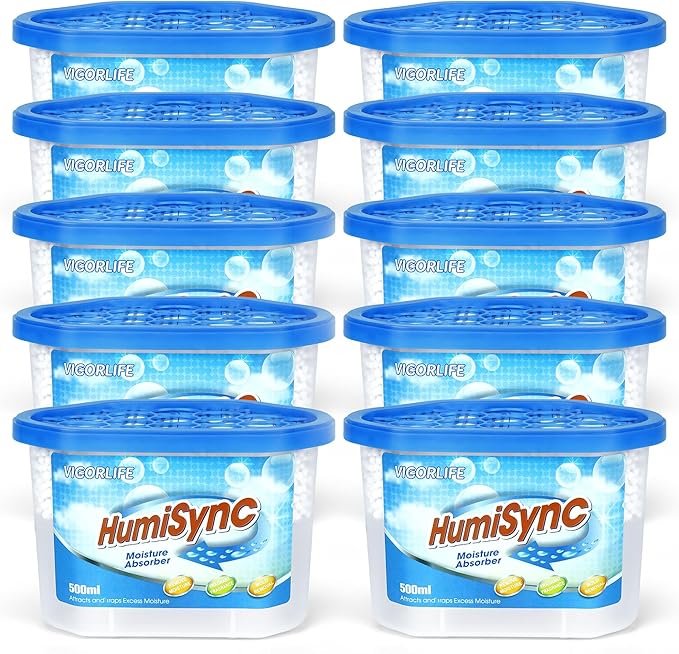 Moisture Absorbers,10 x16.9 Oz Portable Humidity Absorber Boxes for Bathroom, Closet, Kitchen, Dehumidifiers, Attract and Trap Excess Moisture, Convenient and Effective, Blue - Image 9