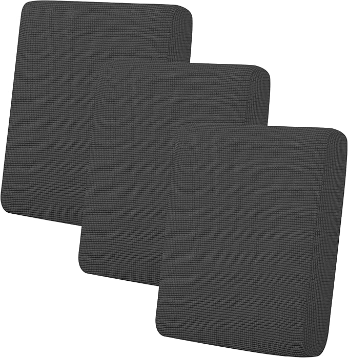Easy-Going Stretch Individual Chair Couch Cushion Cover Sofa Cushion Furniture Protector Sofa slipcover Soft Flexibility with Elastic Bottom (3-Piece Sofa Cushion Cover, Dark Gray) by Easy-Going