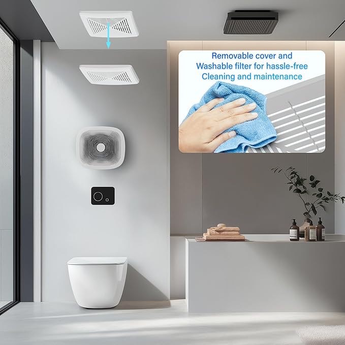 50CFM Ceiling Bathroom Exhaust Fan: Vent Fan with Grille, Bath Wall Mount Ventilation fan for New Building Multi Family, Condo, Apartment and Hotel, White, Contracors 6 Packs - Image 6