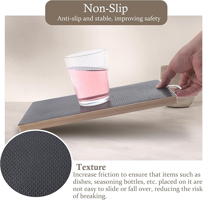 Shelf Liner for Kitchen Cabinet 20 Inch Wide X 20 Ft Non-Slip Drawer Mat Waterproof & Oil-Proof Cabinet Mat for Cupboard Pantry Bedroom Home Non Adhesive Refrigerator Shelf Liner (Black) - Image 3