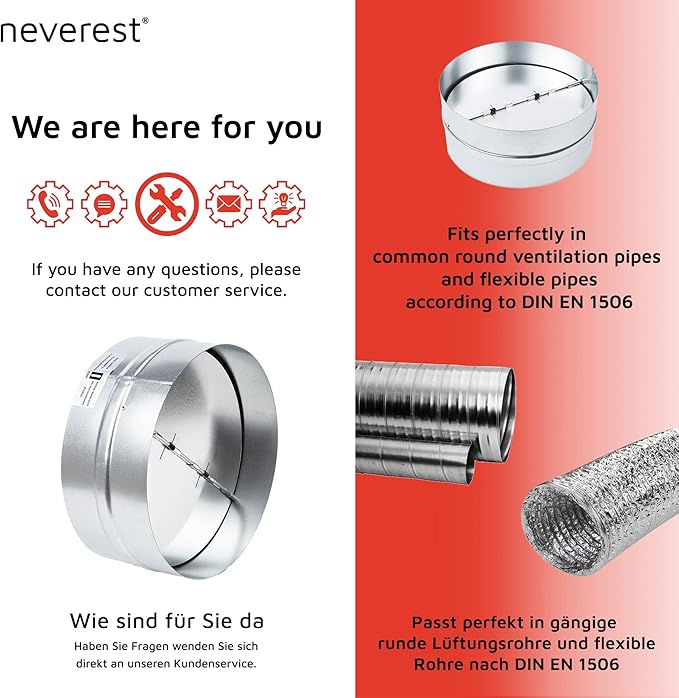 neverest® RK 6" Professional Backdraft Shutter Damper Connector Duct Fits Only with Metal Ducts - Image 6