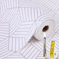 Shelf Liners for Kitchen Cabinets Non Adhesive Shelf Liner Paper Non-Slip Thickened Drawer Liner Easy to Clean for Tool Box Refrigerator with Knife and Tape Measure, Silver Geometric, 11.8 x 118 in by Oneoftheworld