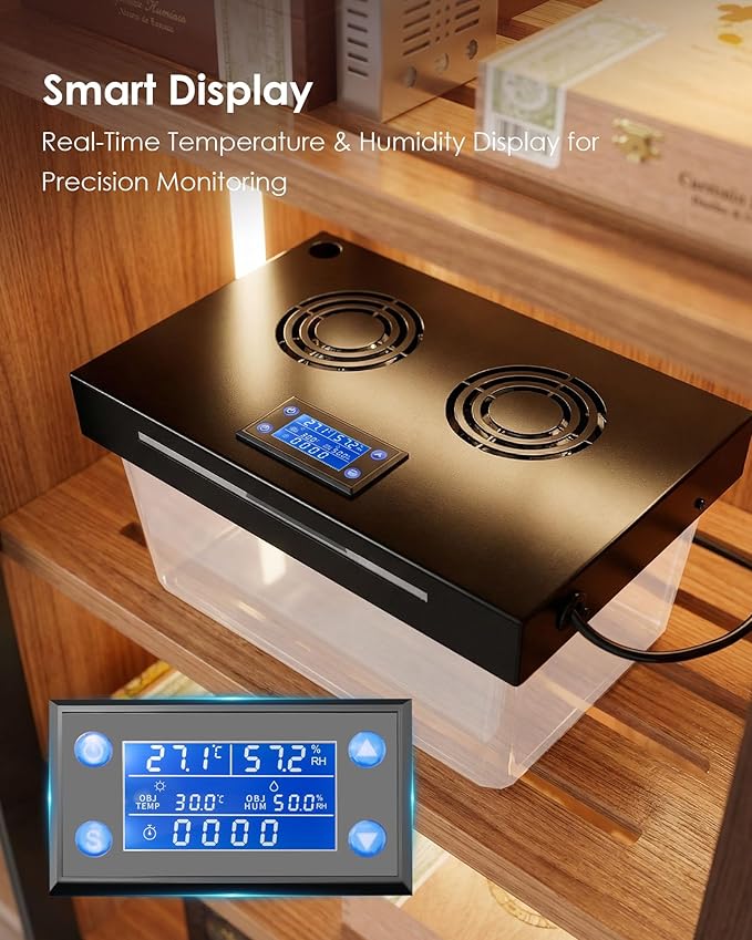 Electric Humidifiers for 10-50 Cubic Ft. Cabinet, Humidor Cabinet Humidifier for Monitoring Temperature and Humidity with 12V Adapter Power Supply - Image 4