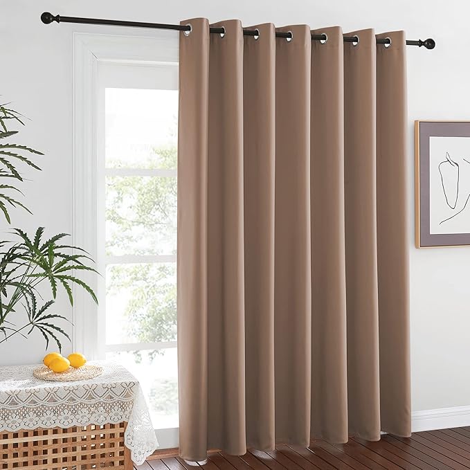 NICETOWN Wall Dividers for Rooms, Large Room Divider Curtain Screen Partition, Function Thermal Blackout Patio Door Curtain Panel, Sliding Door Insulated Curtain, Cappuccino, 12.5ft Wide x 7ft Long - Image 7