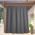 RYB HOME Extra Wide Outdoor Curtains for Patio Waterproof Tab Top Heavy Duty Thermal Insulated in Summer Full Coverage Privacy for Porch, Gazebo & Pergola, W100 x L95, Grey, 1 Panel by RYBHOME