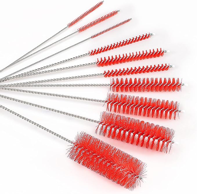 CiaraQ Bottle Cleaning Brushes, 8 Inch Nylon Tube Brush Set, Cleaner for Narrow Neck Bottles Cups with Hook, Set of 10pcs. - Image 6