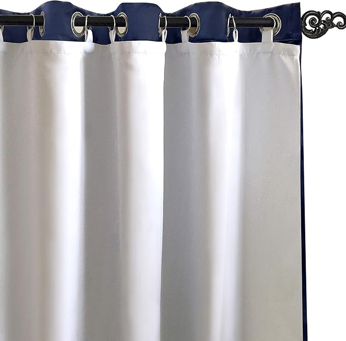 DriftAway Thermal Insulated 100 Percent Darkening Blackout Curtain Liner 2 Panels Each Liner Size 50 Inch by 58 Inch Rings Included Off White Panel by DriftAway