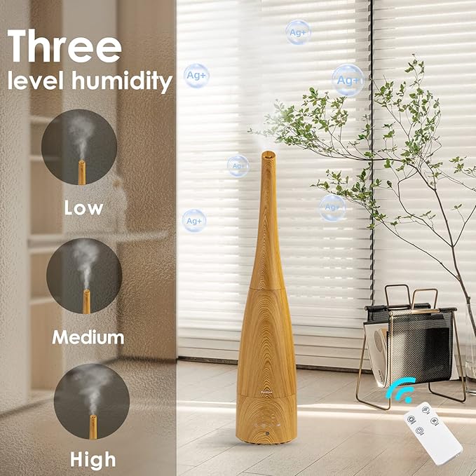 Cool Mist Humidifier,Elecameier Warm and Cool Mist Humidifier for Home/Bedroom with Remote Control Smart Air Humidifier for Desk/Office/Baby Bedroom 25dB Whisper Quiet with Auto Shut off light wood - Image 7
