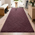 PURRUGS Dirt Trapping Door Mat 32" x 70", Non-Slip Machine Washable Entry Rug, Dog Doormat, Indoor Front Door Mat, Super Absorbent Entryway Rug for Muddy Shoes & Paws, Burgundy Red by PURRUGS
