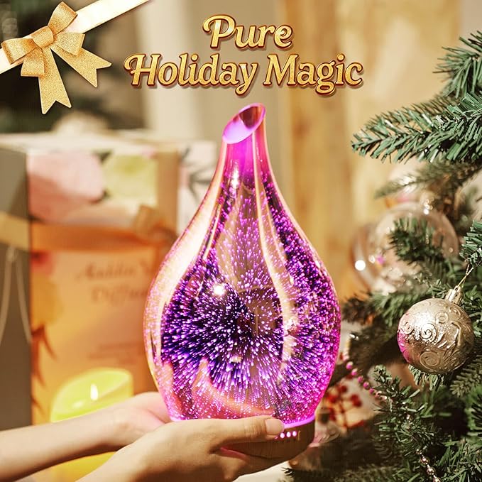 Porseme 280ml Essential Oil Diffuser, 3D Glass Aromatherapy Diffusor, Ultrasonic Cool Mist BPA Free Aroma Humidifier with Timer and Color Changing Function, Waterless Shut-Off for Home Office Room - Image 6