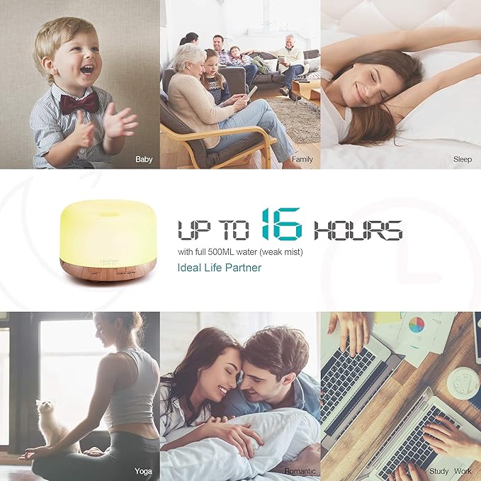 ASAKUKI Smart Wi-Fi Essential Oil Diffuser, App and Voice Control Compatible with Alexa, 500ml Aromatherapy Humidifier for Relaxing Atmosphere in Home Office Bedroom (Light Brown) - Image 6
