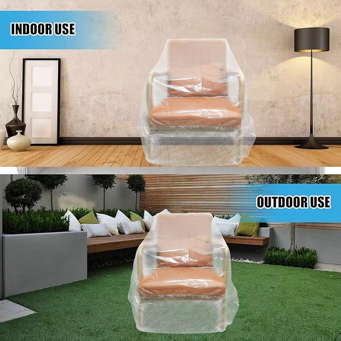 Plastic Couch Cover,Clear Sofa Cover,Waterproof Furniture Covers for Moving and Storage,Couch Cover Moving Bags,Plastic Sofa Bag Slipover Furniture Protector,Recliner Cover - Image 4