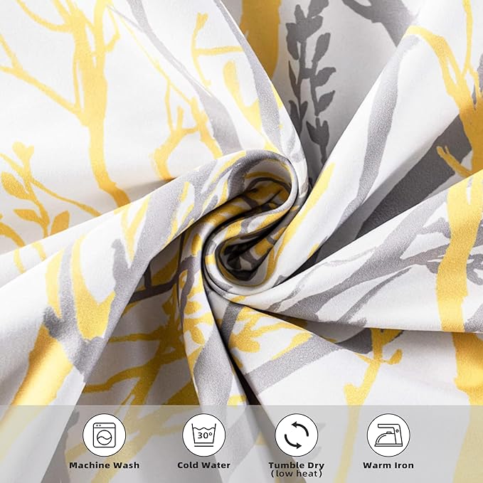 DriftAway Tree Branch Blackout Curtains Double Layer 96 Inches Long for Bedroom Printed Patterned Classic Thermal Insulated Summer Sound Lined Grommet Drapes for Living Room 2 Panels Yellow/White - Image 8