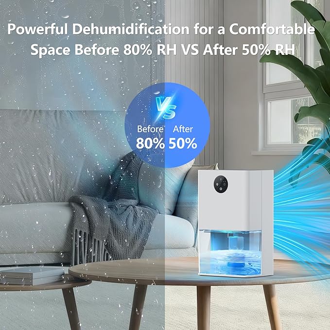 Dehumidifier, 50 OZ Small Dehumidifiers for Room for Home, Quiet with Auto Shut Off, Dehumidifiers for Bedroom, RV, Closet - Image 4