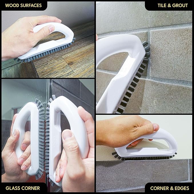 Grout Brush with Stiff Nylon Bristles, Heavy Duty Hand Grout Scrub Brush for Cleaning Baseboards, Floor, Corners, Tiles, Shower, Bath Tub, Floor, Tiles and Other Surfaces - Image 4