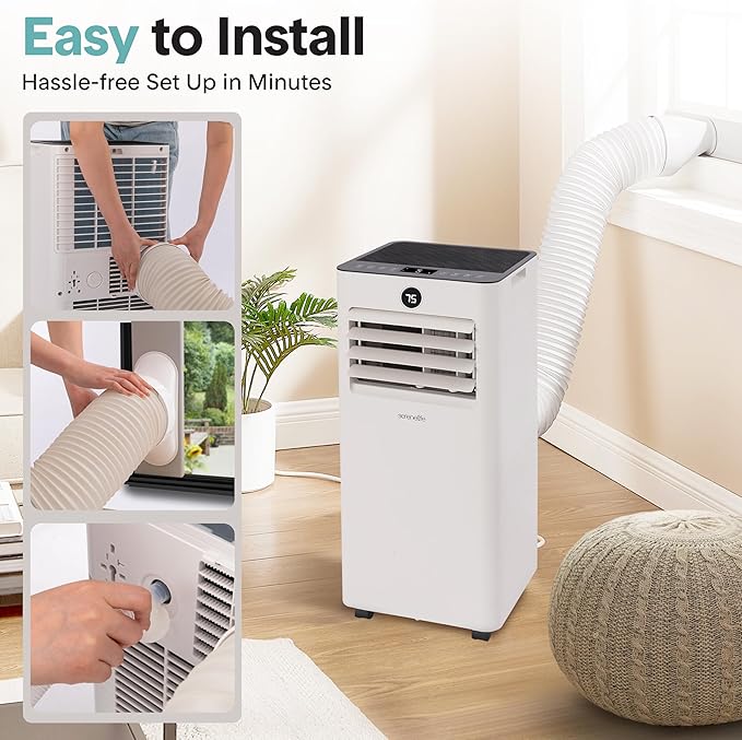SereneLife 8000 BTU Portable Air Conditioner, Small AC Unit with Dehumidifier and Fan, Mini AC Unit with 350 Sq. Ft. Coverage, Timer Settings Up to 24 Hours and Window Mount Kit for Room - Image 5