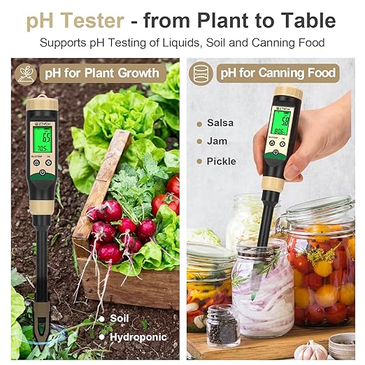 Soil pH Meter for Food, Bluetooth Water pH Tester for Soil & Hydroponic, Digital pH Temp Meter for Blueberry Jam with ATC for Canning, Dough, Garden Lawn, Indoor Outdoor Plants, Raised Garden Beds - Image 3