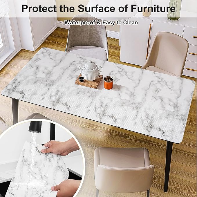 Drawer and Shelf Liner for Kitchen Cabinet,Non-Adhesive Cabinet Liner 12in x 10FT,Waterproof Shelf Paper Non-Slip Mats Cupboard Liners Contact Protect Dresser/Shelves/Table-Marble - Image 6