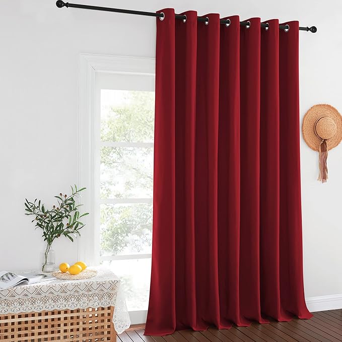 NICETOWN Blackout Curtains for Sliding Glass Door Room Divider Noise Reduce Curtain Panel Portable Window Screen Sliding Partition, W100 x L102 inches, 1 Panel, Burgundy Red - Image 8