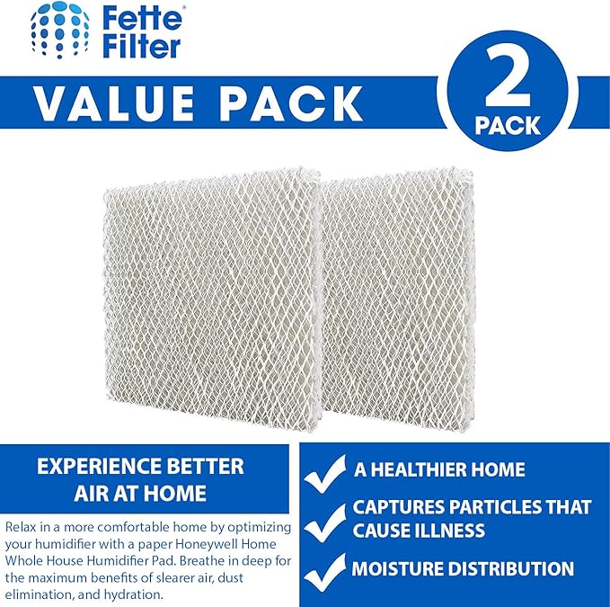 Fette Filter 2 Pack Whole House Humidifier Replacement Pads Compatible with Honeywell HC22P Also Compatible with Aprilaire Water Panel 10 Models 110 220 500 550 558 Humidifier - Image 2