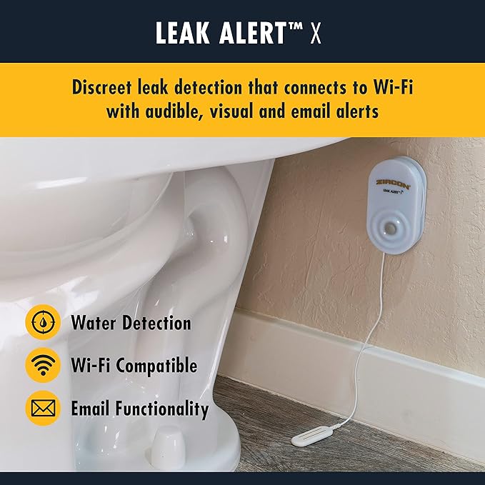 Zircon Leak Alert X – Smart Electronic Water Detector with 9.8 ft Cable – Email, Audio, & Visual Alerts, Battery Included,White - Image 2