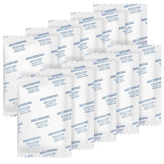 Moisture Absorbers – 20 Gram 70 Packs Silica Gel Packets for Storage, Food Grade Desiccant Packs, Premium Silica Packets for Foods, Electronics, Jewelry, Tools, Safe and 3D Filament by ABSORBKING