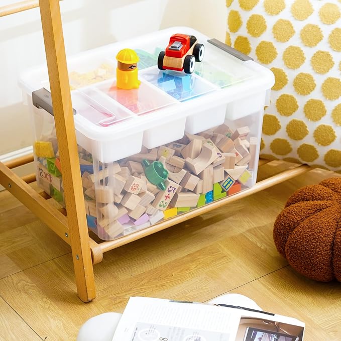 Citylife 32 QT Plastic Storage Box with Removable Tray Craft Organizers and Storage Clear Storage Container for Organizing Bead, Tool, Sewing, Playdoh - Image 6