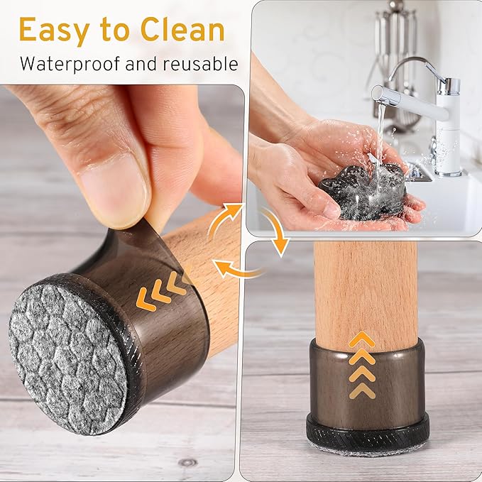 24PCS Extra Small Chair Leg Floor Protectors, Furniture Sliders, Chair Leg Protectors for Hardwood Floors, Non-Slip Felt Furniture Pads, Round Silicone Cap Covers to Protect Floors(Fit 0.5" - 0.75") - Image 5