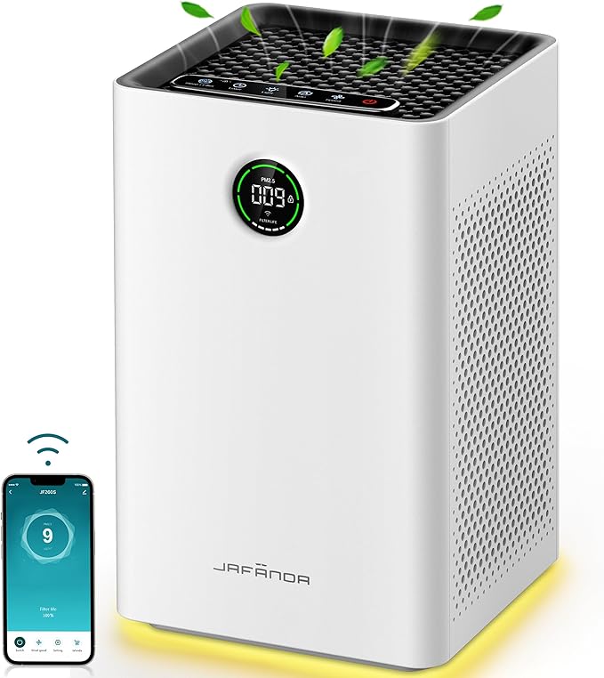 Jafända Air Purifiers for Home Large Room, Smart WiFi and Alexa Control, True HEPA 13 Filter Air Cleaner with Activated Carbon, 1190 Ft², Remove Dust Pollen Smoke Odors, Quiet Sleep Mode 23dB by Jaf%C3%A4nda