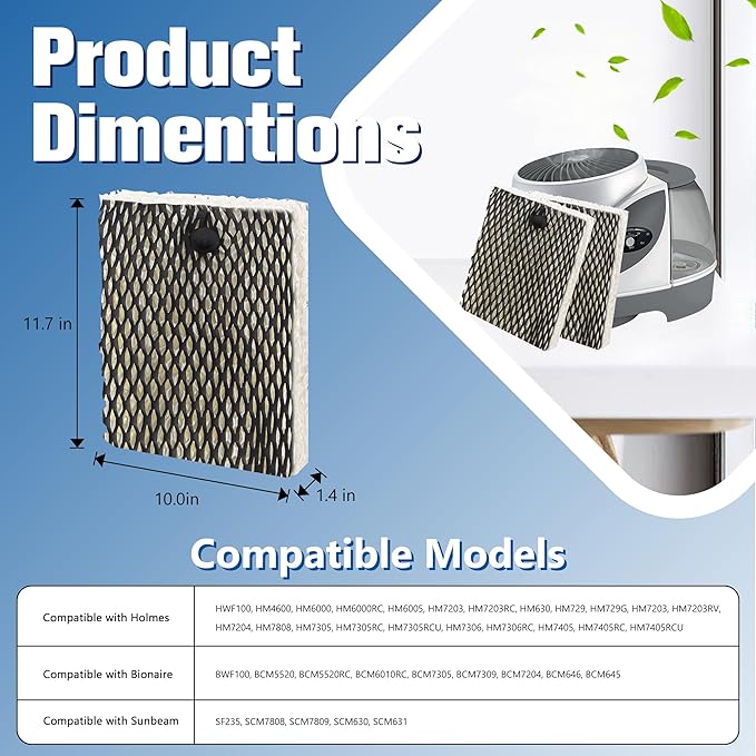 Humidifier Filter E Replacement Compatible with Holmes HWF100 Bionaire BWF100 Sunbeam SF235 Series by Funmit, 4 Pack - Image 2