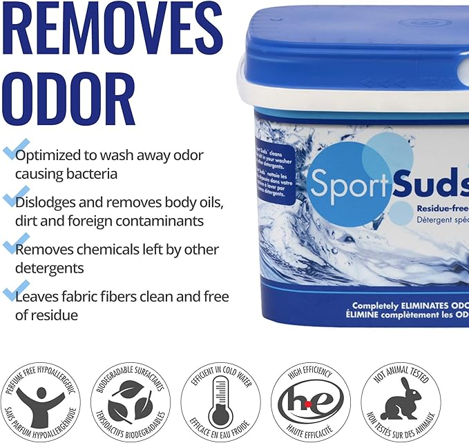 Sport Laundry Detergent, Odor Eliminator Technology, Laundry Soap for Workout Clothes and Everyday Use - Sport Suds 1.8Kg - Image 3