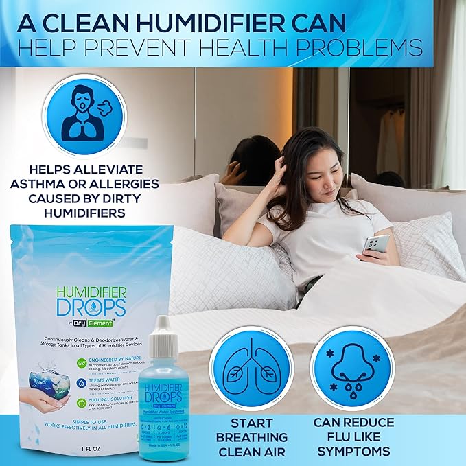 The Original Humidifier Drops - Premium Food Grade Concentrate, Slows Down Residue Accumulation on Surfaces, Minimizes Scaling - Freshens Water in All Humidifier Models, 100+ Day Supply, Made in USA - Image 6
