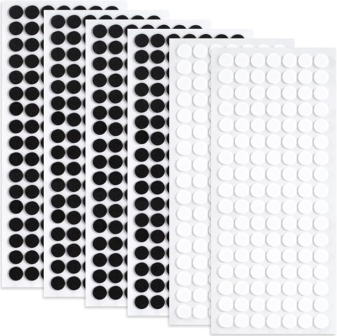 735 Pcs Small Felt Furniture Pads, Self-Adhesive EVA Foam Dot Circles, Round Felt Furniture Stickers for Desks Drawers Vases Photo Frames Cabinets Doors Candlesticks - Black, White (0.39") by Unknown