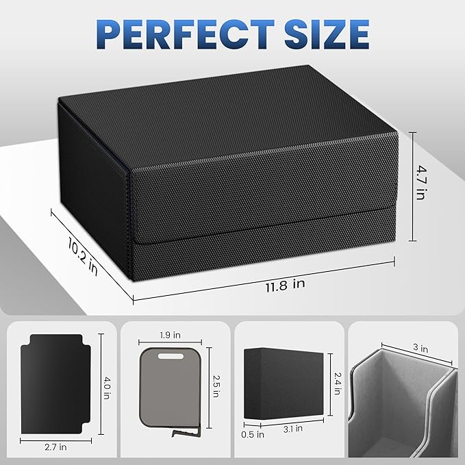Card Storage Box For Trading Cards 1800+,Card Deck Box With 10 Dividers,6 Foam Stoppers,4 Supporters,Commander Deck Case Fit For Toploaders,MTG,YuGiOh,TCG and Magic Cards - Image 5
