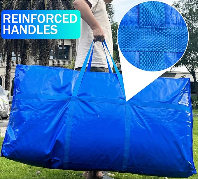 66 Gallon Extra Large Storage Bags, Huge Moving Bags Heavy Duty with Zipper and Stronger Handles, Big Foldable Duffle Bag for Travel, Storage Totes Moving Boxes for College, Christmas Tree,Blue,2 Pack - Image 4