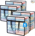 Budding Joy Clear Zippered Storage Bags for Clothes,40L Closet Organizers and Storage Containers Vinyl Moving Bag for Bedding, Linen, Blankets, Comforters, Clothing & Toys, Black, 4 Pack by BuddingJoy-BuildaJoyfulLifeforYou