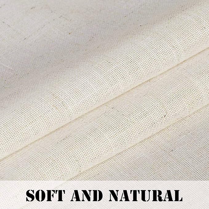 Linen Curtains Elegant Natural Linen Blended Curtains Energy Efficient Light Filtering / Rod Pocket Window Treatments Panels / Drapes for Livingroom (Set of 2, Ivory, 52 inch W X 96 inch L) - Image 4