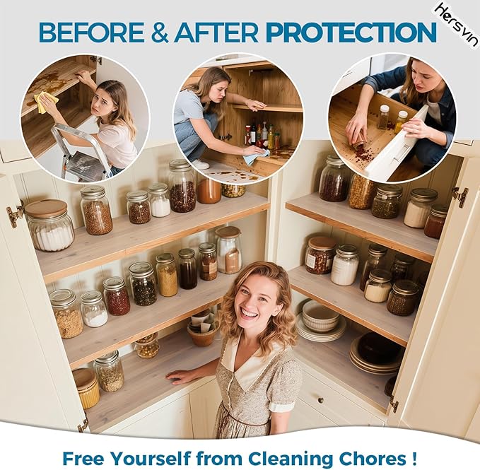 Hersvin Shelf Liners 24 in x 20 ft Drawer Mats Non-Adhesive Cupboard Protector Kitchen Cabinet Lining Fridge Liner (Clear/Diamond) - Image 3