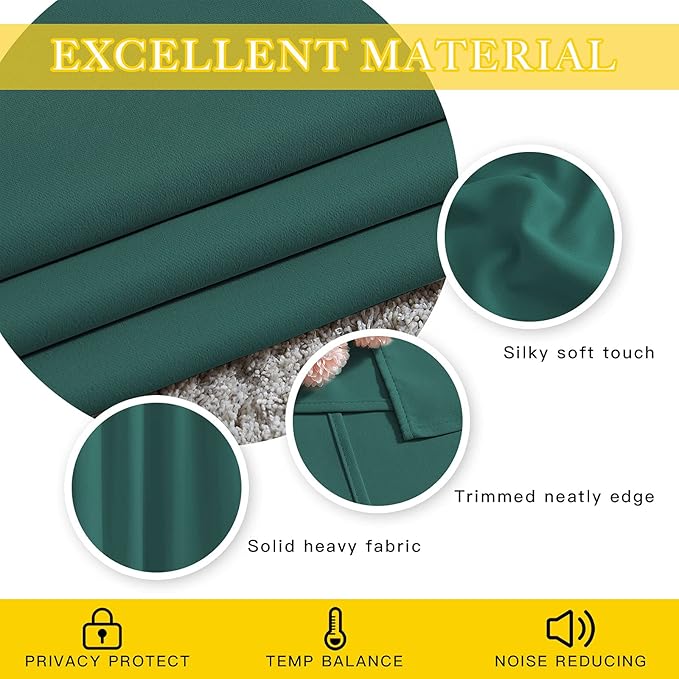 NICETOWN Bedroom Window Blackout Curtain Panel - Home Decoration Thermal Insulated Blackout Drape/Drapery for Loft, Guestroom (Hunter Green, 1 Panel, 80 x 84 inch) - Image 5
