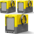190PPD Commercial Dehumidifier with Pump for Basement-6000Sq.Ft. Warehouse, Large Space Crawl Space Dehumidifier for Efficient Water Damage Restoration-Auto Defrost, Memory Starting, Yelow-3PC by POXURIO