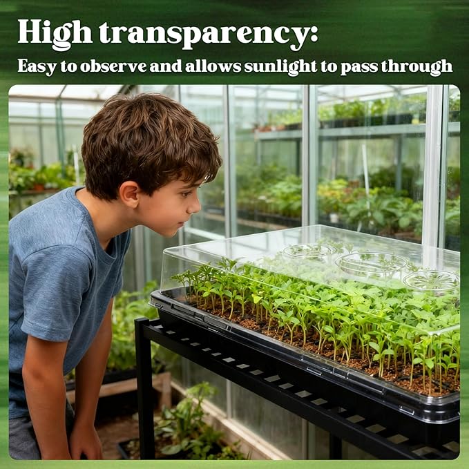 15 Pcs 4'' Tall Sturdy Humidity Domes,Taller and Thicker 1020 Humidity Domes for Plants Seed Starting,Clear 1020 Seed Starting Tray Lids with Adjustable Vent,Greenhouse Plant Growing Tray Cover Dome - Image 7