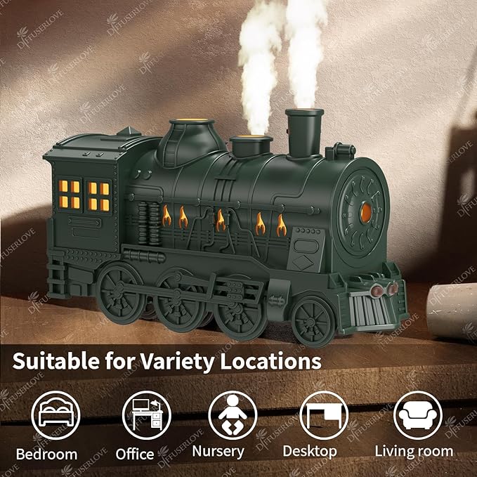 Diffuserlove Essential Oil Diffuser 300ML Train Cool Mist Humidifier Quiet Aromatherapy Diffuser with Night Light for Bedroom Desk - Image 5