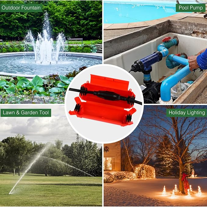 Flemoon [3 Pack] Outdoor Extension Cord Safety Cover with Waterproof Seal, Weatherproof Electrical Connection Box to Protect Outdoor Outlet, Plug, Socket, Christmas Holiday Decoration Light, Red - Image 8