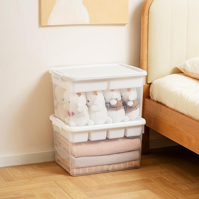 Citylife 32 QT Stackable Toy Storage with Building Baseplate Lid and Removable Tray Tool Box Organizer Storage Bins with Lids for Organizing Bead, Tool, Sewing - Image 3