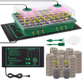 Seed Starter Kit with Grow Light Seedling Heat Mat 48 Cells Seed Starter Tray with Humidity Dome and Base Germination Trays Plastic Growing Trays Plant Propagation Kit for Seed Starting, Green by Hahood