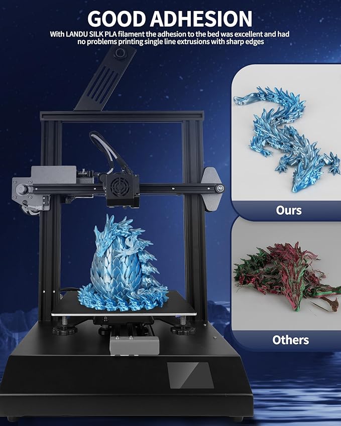 LANDU Silk Dual Color PLA Filament 1.75mm 1KG, 3D Printer Filament Dimensional Accuracy +/- 0.02mm, Coextrusion Filament PLA Shiny Filament Fits for Most FFF 3D Printers,1KG Spool,Blue Silver - Image 4