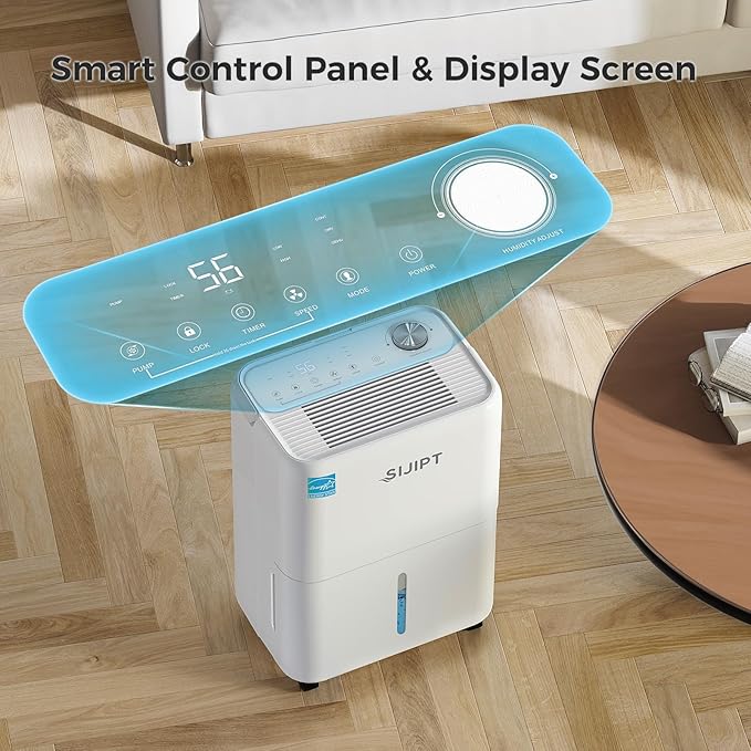80 Pints Dehumidifier with Pump, Sijipt Energy Star Dehumidifier for Basement Home and Large Room with 6.56 inch Drain Hose, Auto-Shutoff 24H Timer, and Memory Starting - Image 5