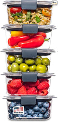 Rubbermaid Brilliance BPA-Free Food Storage Containers Multi Pack, 1.3 Cup Plastic Containers with Lids, 5 Pack, Leak Proof, Microwave & Dishwasher Safe by Rubbermaid